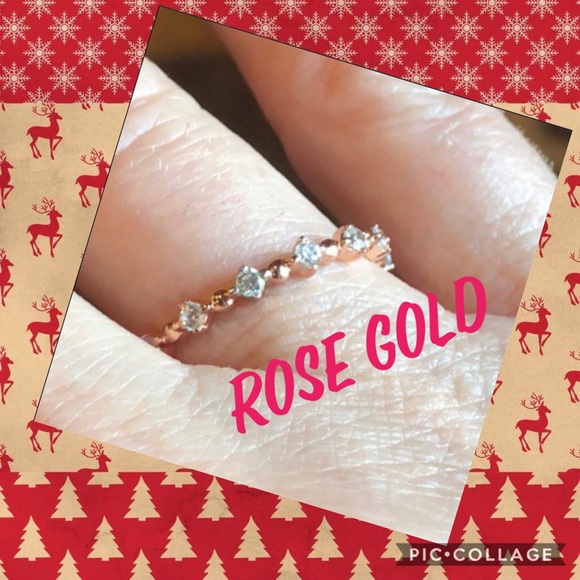 14k Rose Gold Eternity CZ Ring - Picture 2 of 8